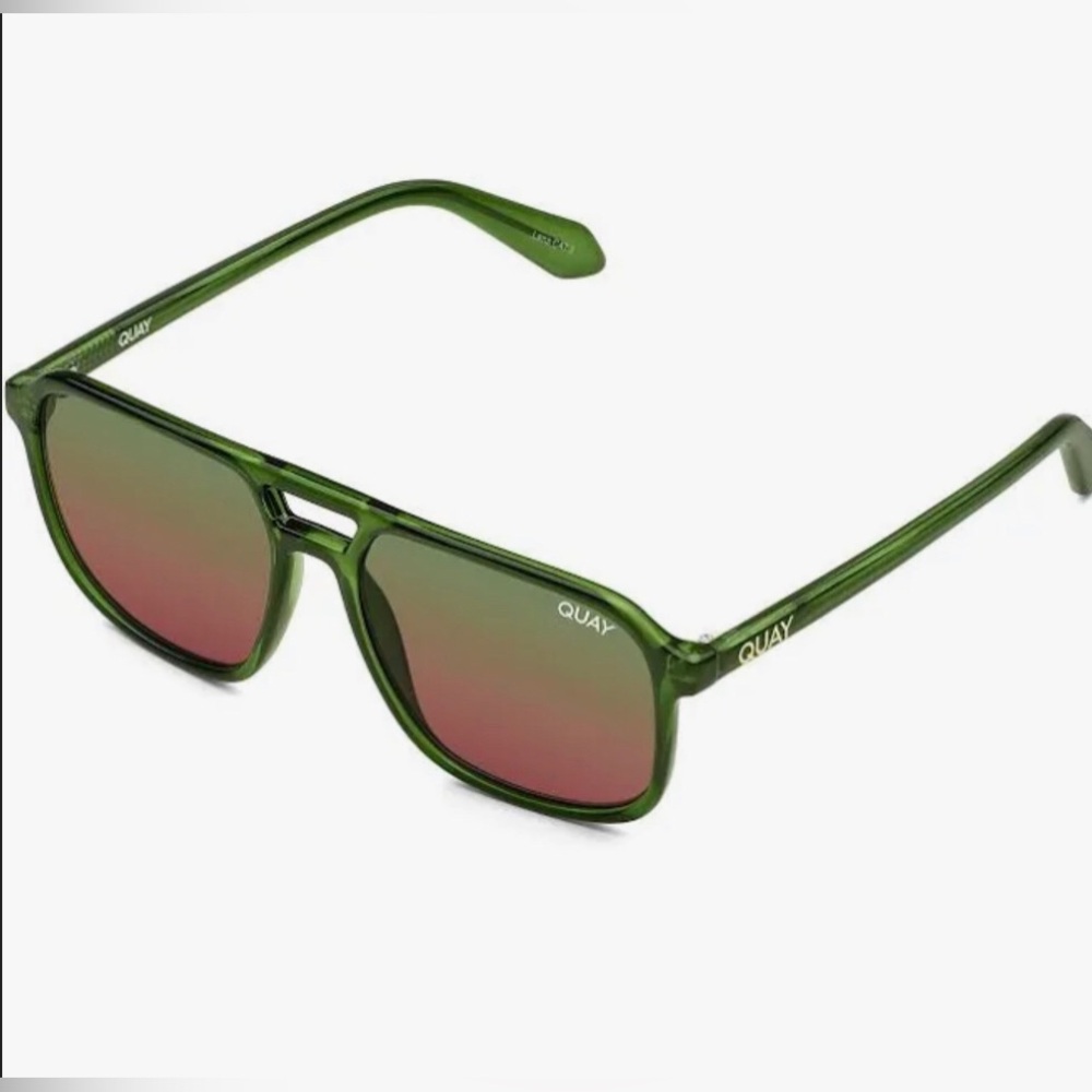 Quay On The Fly aviator Green frame Brown Gradient Lens unisex sunglasses new